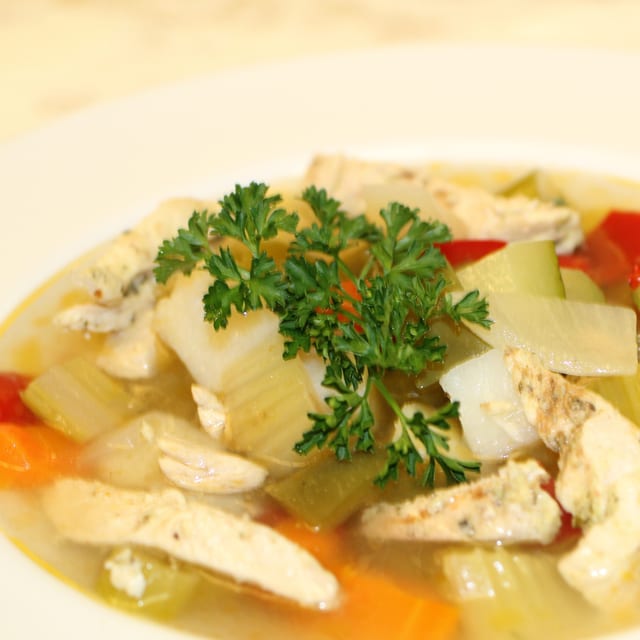 Italian Style Chicken Noodle Vegetable Soup.