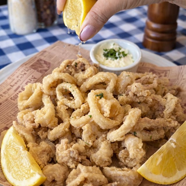 Crispy Calamari with Aioli.